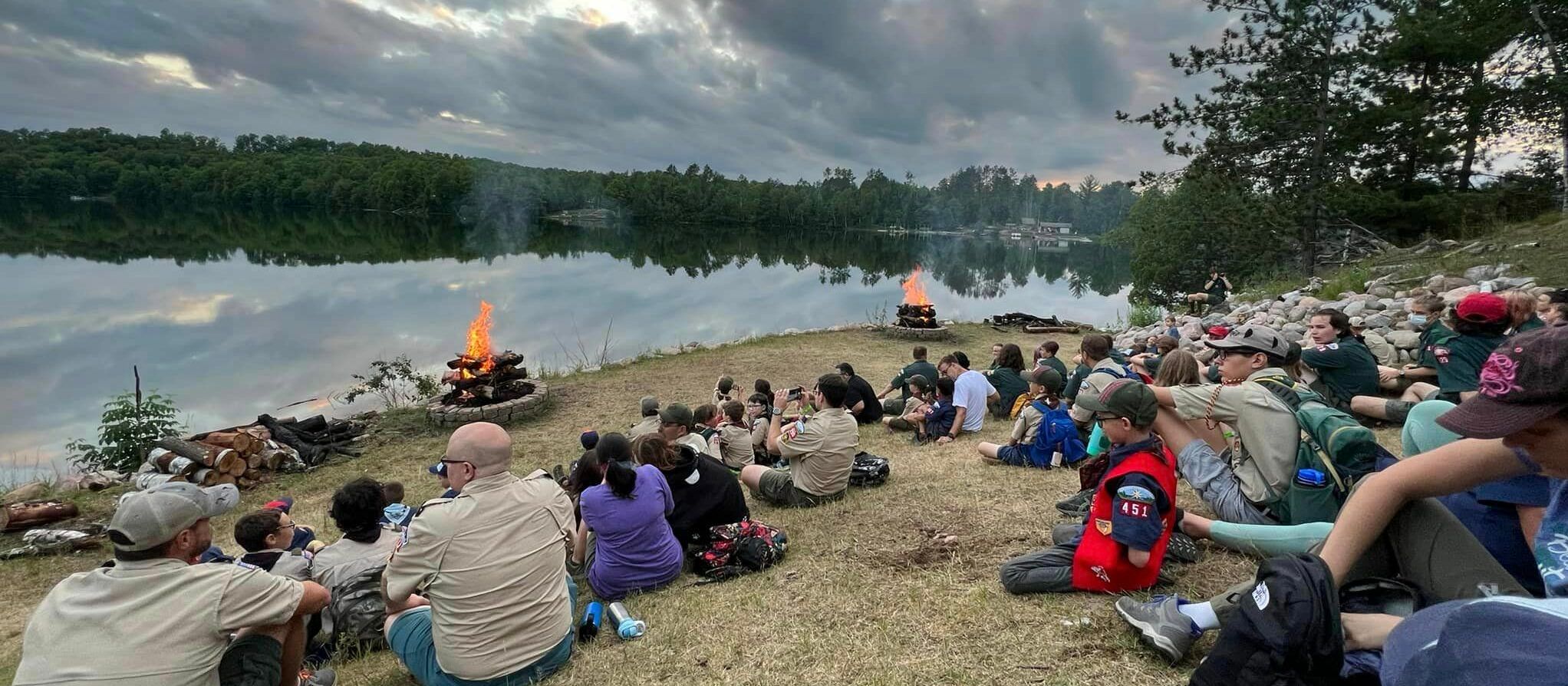 Cub Scouts at a camp fire