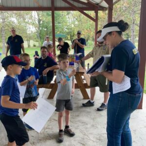 Cub Scouts preparing for a hike