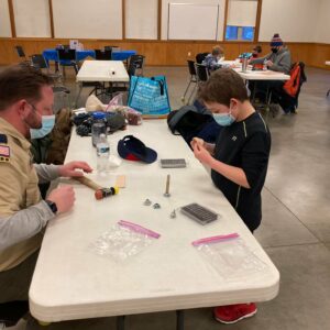 Cub Scouts working on crafts