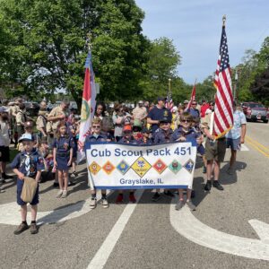 Cub Scouts marching in Grayslake Parade