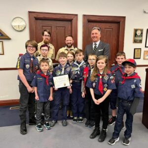 Cub Scouts visiting a Village Board Meeting